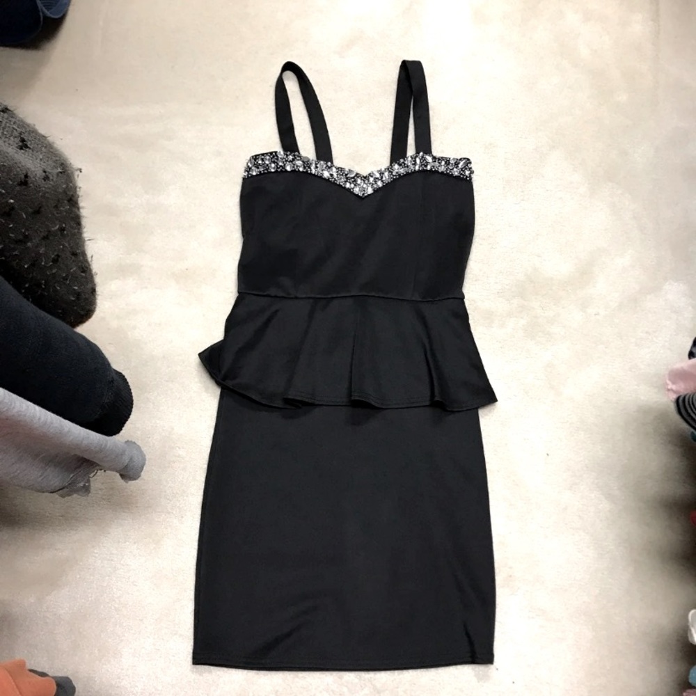 Black Peplum Formal Dress